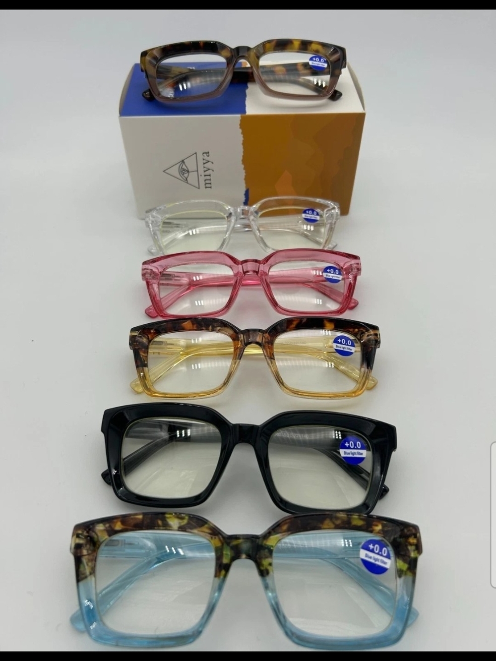 MIYYA 6-Pack Blue Light Blocking Glasses Oversized Fashion Eyeglasses for Women